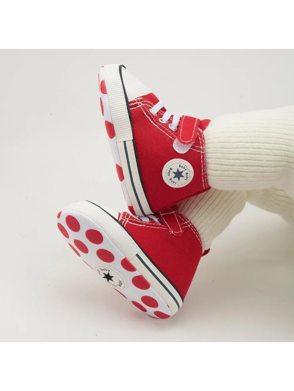 Unisex Baby High-Top Canvas Sneakers, Soft Sole Anti-Slip First Walking Shoes
